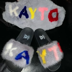 Slides wit match name Fanny pack